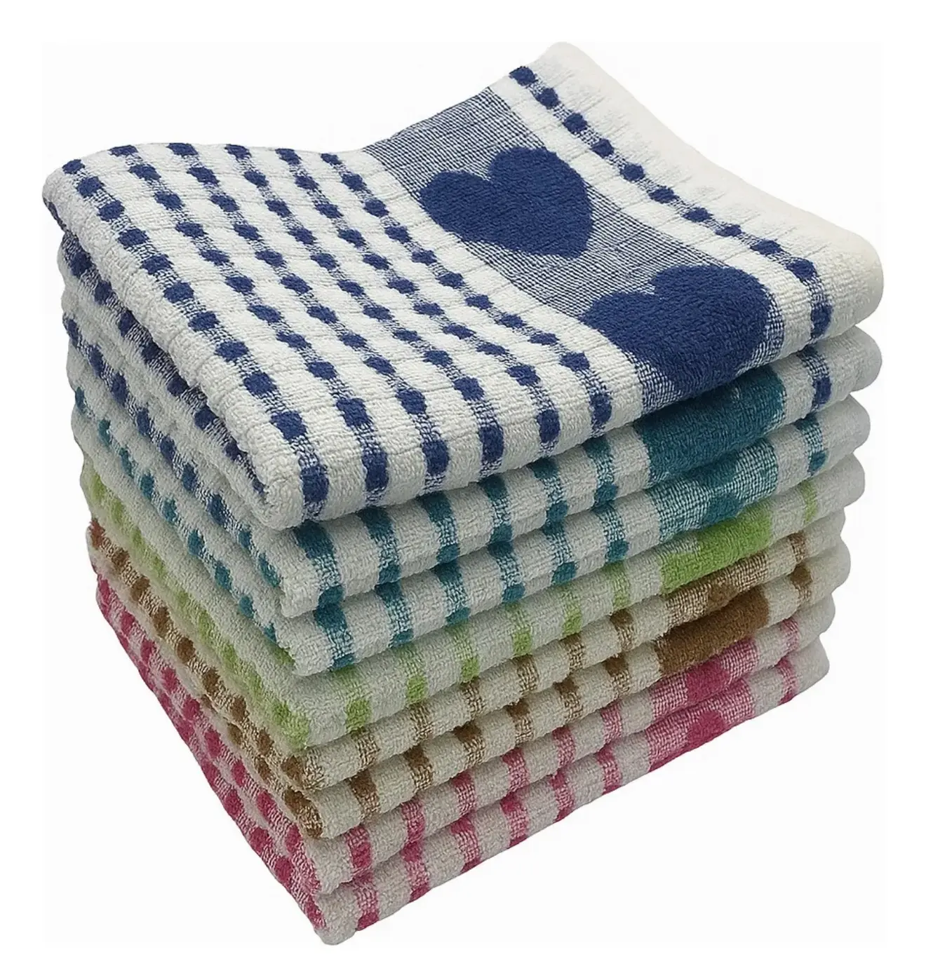 Repasadores de Cocina Corazon 100% Algodon Pack de 12 Piezas