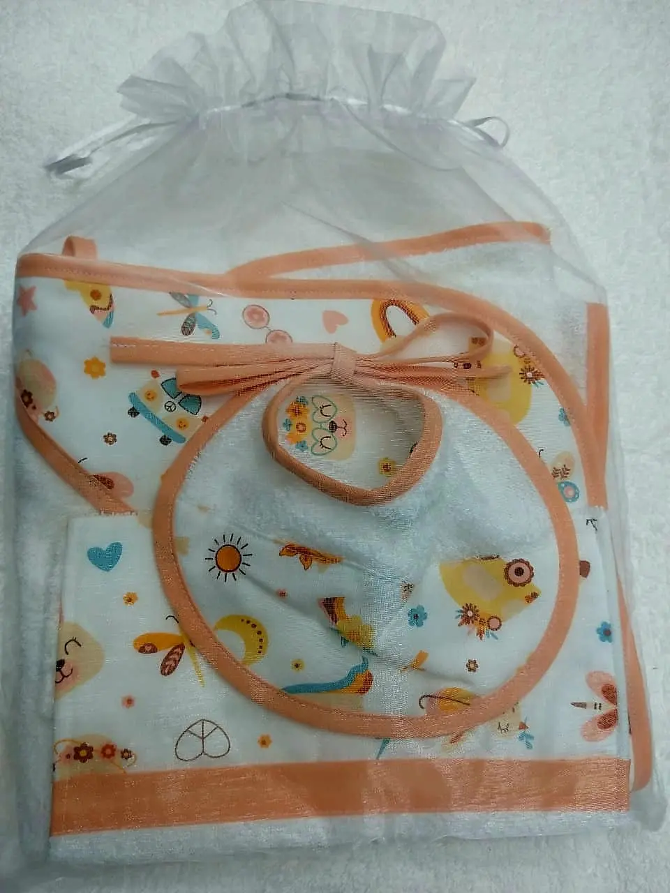 Set de 3 Piezas Toallon Toallita y Babero  Para Bebe