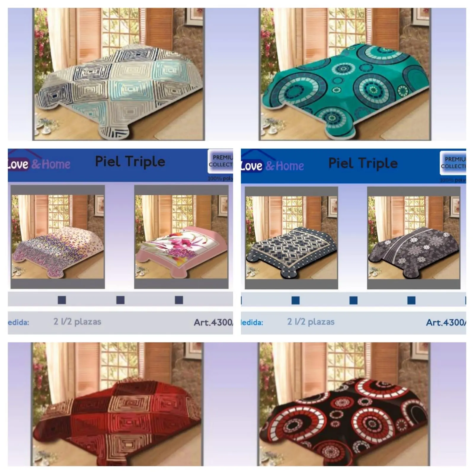 Frazada Triple Con Corderito Love & Home 2 1/2 Plazas V/Diseños