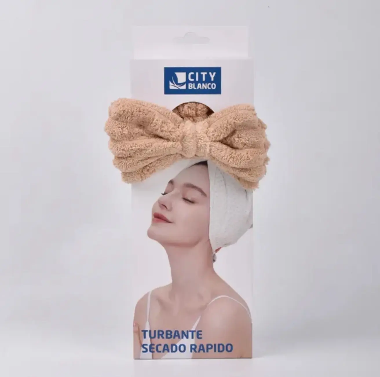 Turbante Toalla Pelo Secado Rapido City Blanco V/Colores