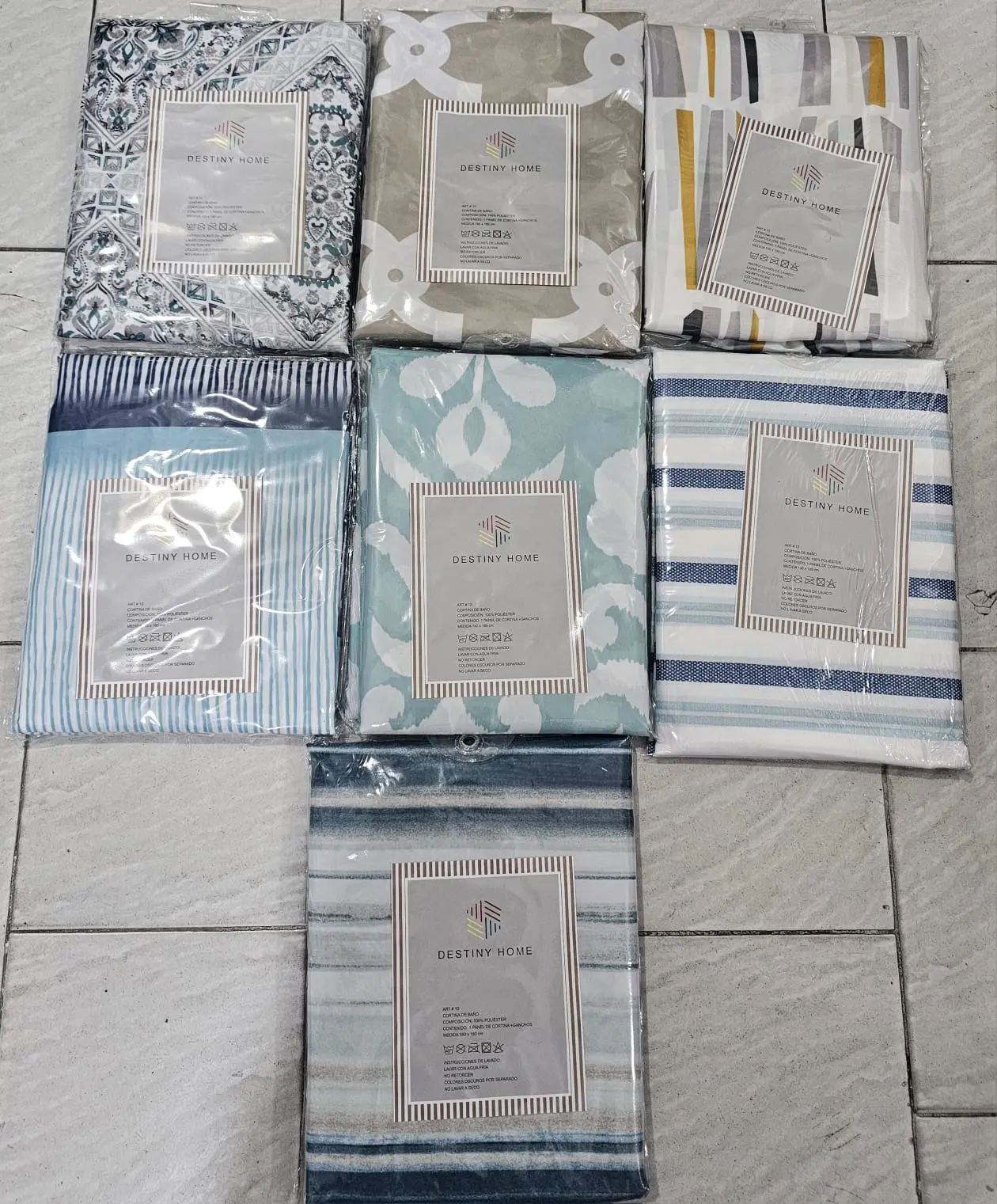 Cortina De Baño Teflon Destinity Home Estampada V/Diseños