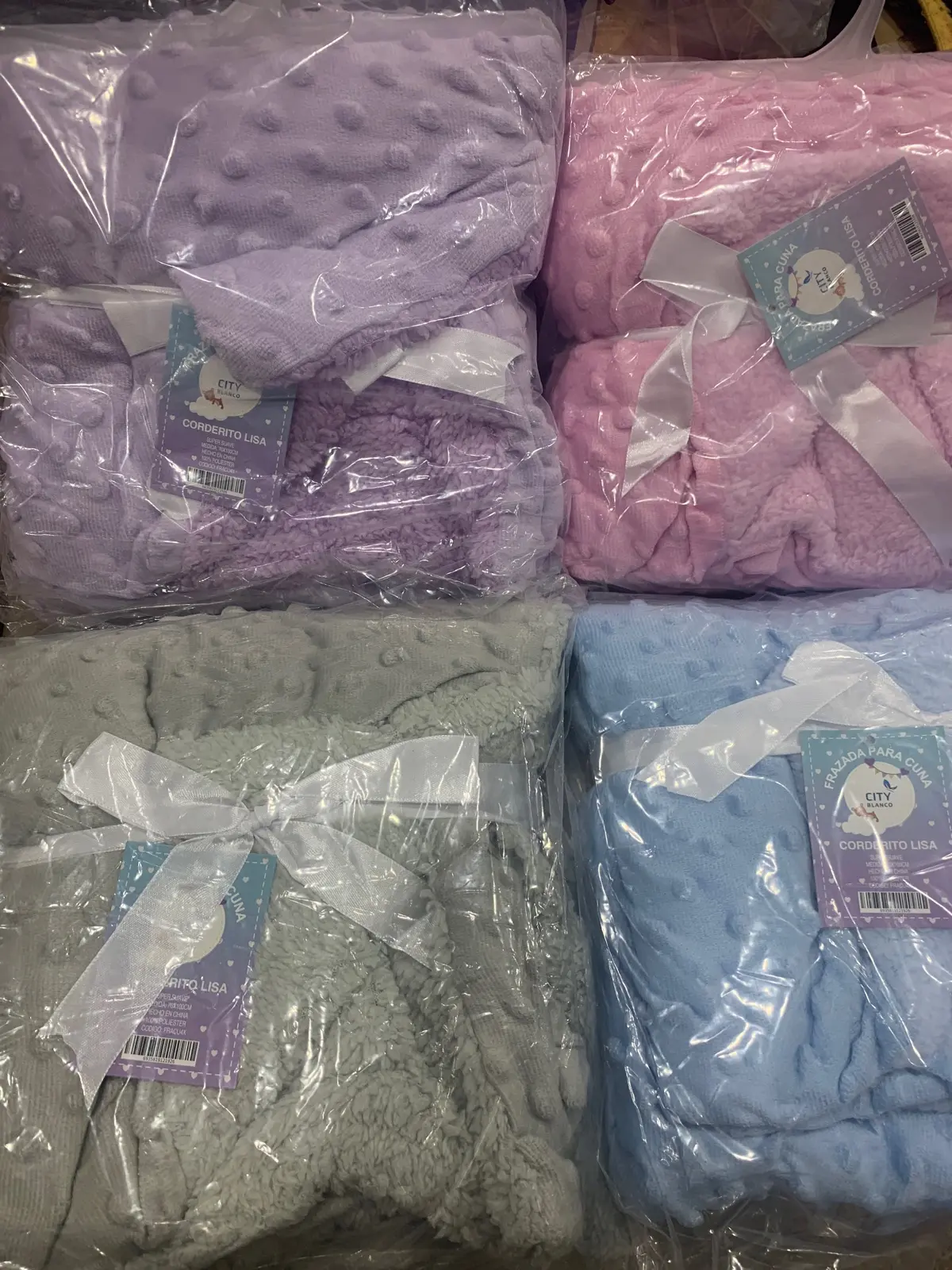 Frazada Manta De Bebe City Blanco Con Corderito